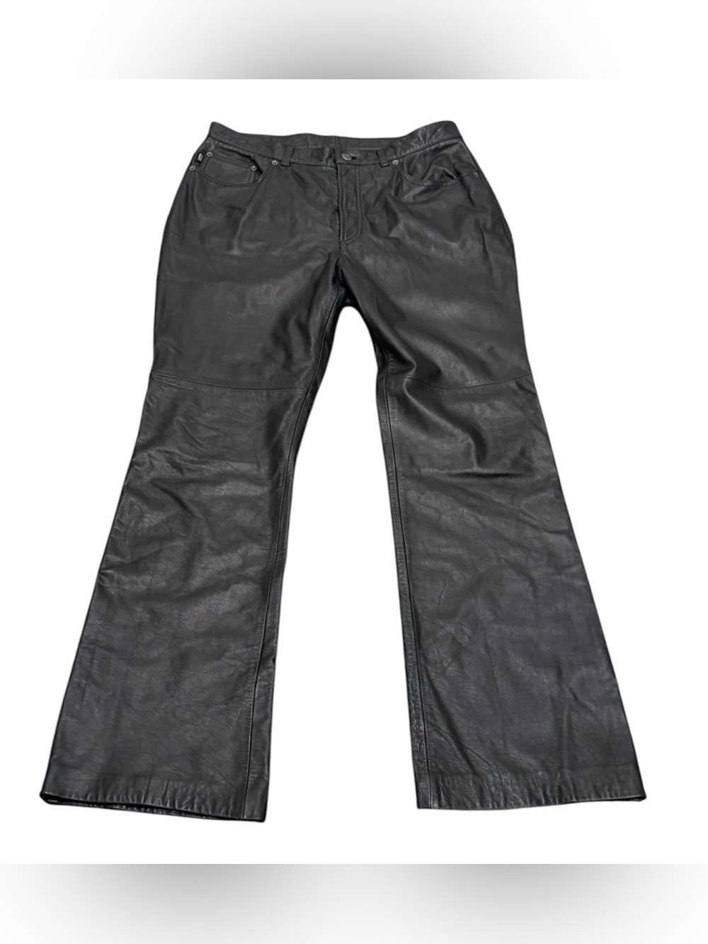 Ralph Lauren Black Leather Flare Jeans
